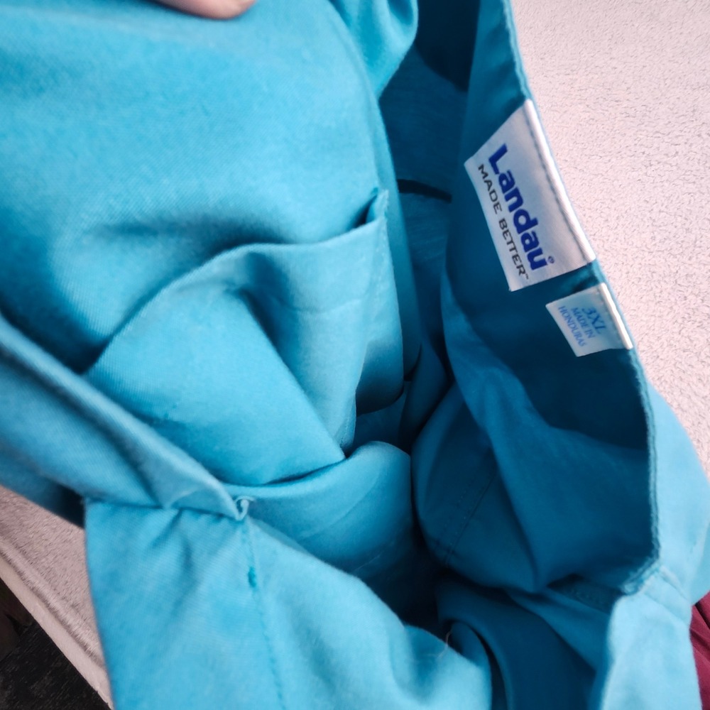 Landau Scrub Tops Unisex 3XL Blue Red V-Neck Pocket Medical Workwear Smock - Picture 13 of 16